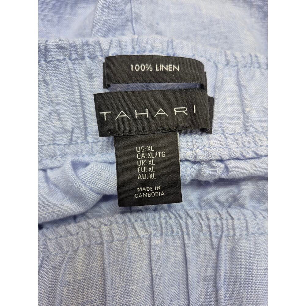 Tahari Cropped Wide Leg Pants 100% Linen Ice Blue Women XL EUC - Picture 4 of 5